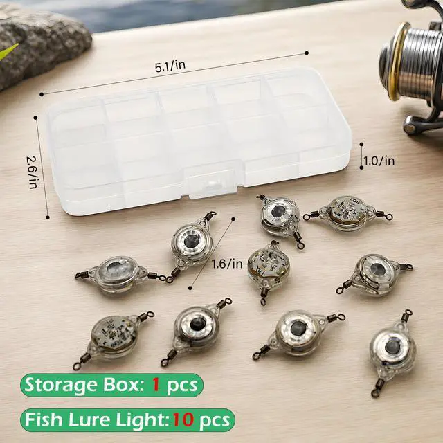 Alt view image 2 of 7 - 10Pcs Deep Drop LED Fishing Lights, Underwater Lures w/Flashers Ice Fishing, Saltwater Trolling & Deep Drop Attracts Walleye, Squid, Trout, Crappie, Pike (Green Light)