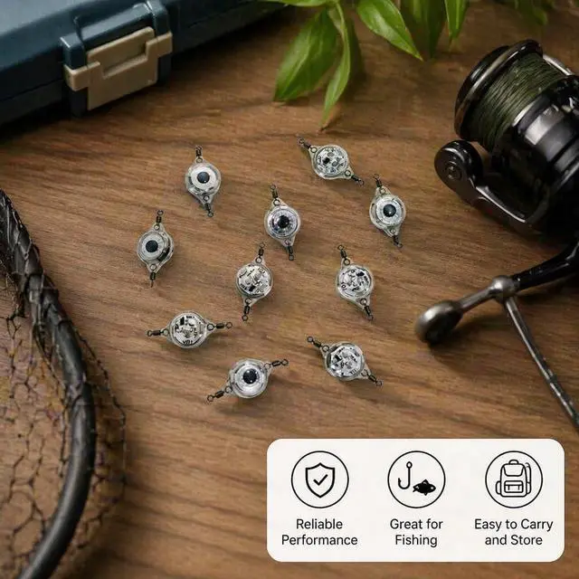 Alt view image 6 of 7 - 10Pcs Deep Drop LED Fishing Lights, Underwater Lures w/Flashers Ice Fishing, Saltwater Trolling & Deep Drop Attracts Walleye, Squid, Trout, Crappie, Pike (Green Light)