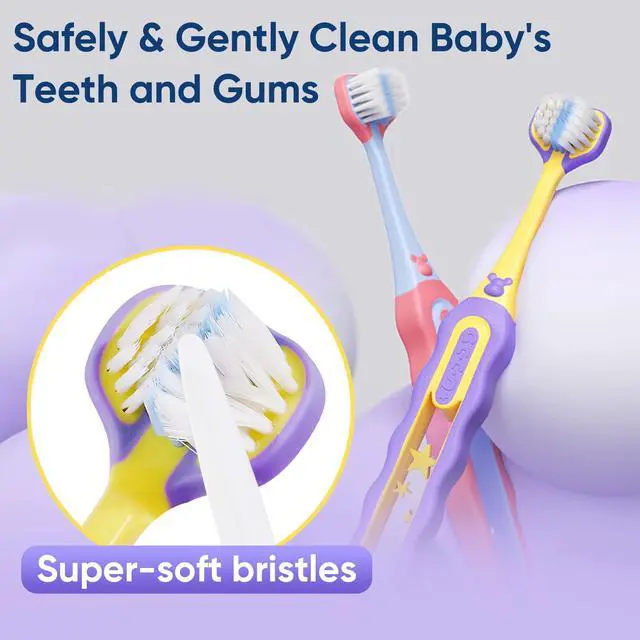 Alt view image 5 of 6 - Soft Toddler Toothbrushes, Efficient 3 Sided Toothbrush, Baby Toothbrush 12 Months and up,Infant Toothbrush, Toddler Training Tooth brush for Ages 2-12 Years, Cleans All Sides-4 Pack (Patent)
