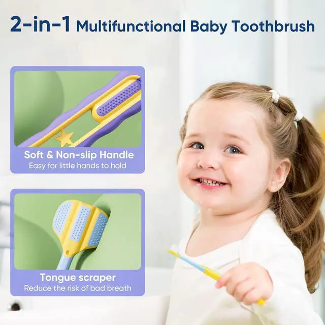 Alt view image 6 of 6 - Soft Toddler Toothbrushes, Efficient 3 Sided Toothbrush, Baby Toothbrush 12 Months and up,Infant Toothbrush, Toddler Training Tooth brush for Ages 2-12 Years, Cleans All Sides-4 Pack (Patent)