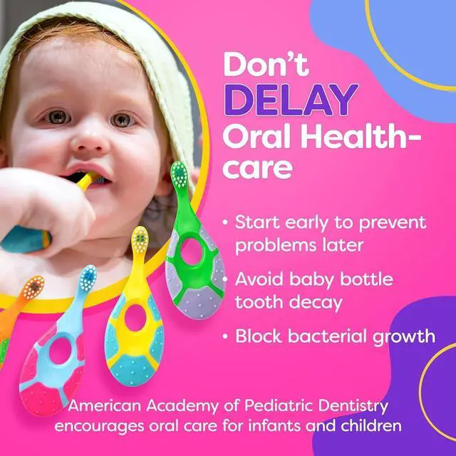 Alt view image 5 of 7 - Baby Toothbrush 12 months and up - Toddler Toothbrush - Soft Bristles - Child Sized Brush Heads - infant toothbrush - Kids Tooth Brush - Easy Storage - Unisex Girl & Boy Set (4-Pack, Multi-Color)