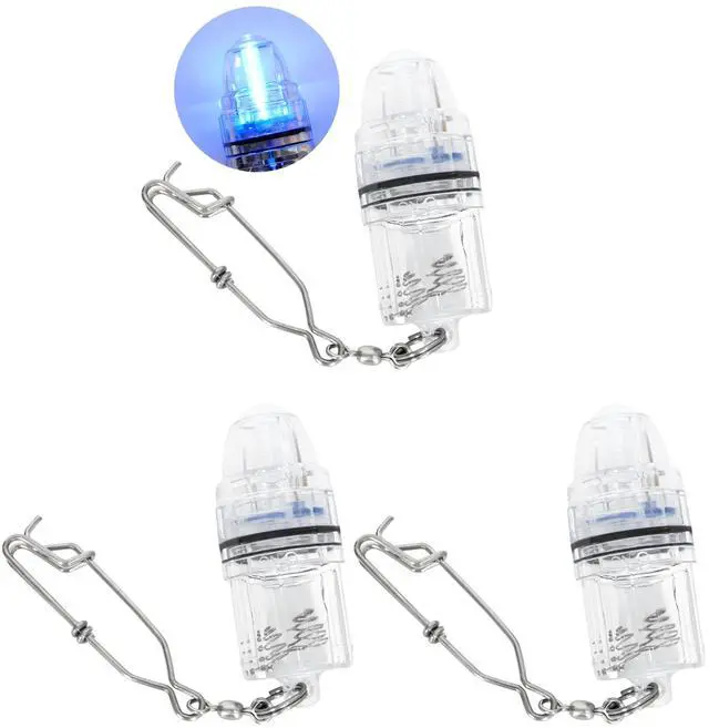 Main image of 3pcs Fishing Deep Drop Light with Stainless Steel Long Line Clip 2000 ft Underwater Fish Attracting Lamp for Swordfish, Tuna, Grouper, 4.3", Blue