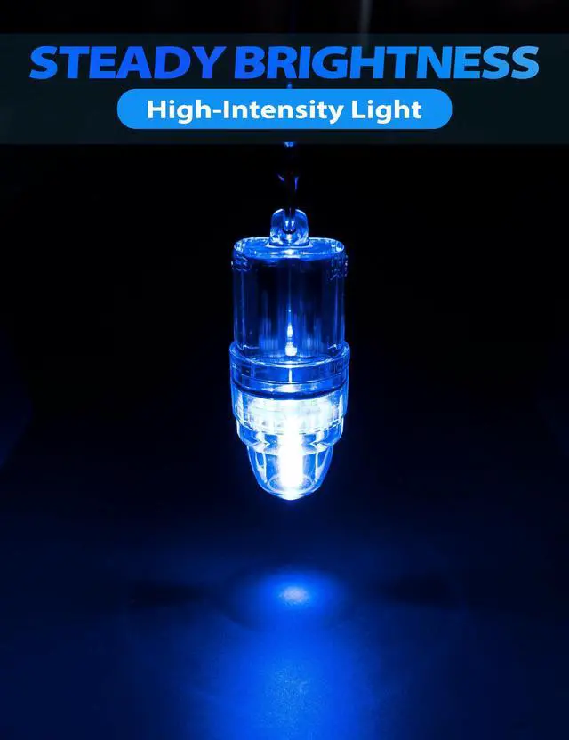 Alt view image 5 of 7 - 3pcs Fishing Deep Drop Light with Stainless Steel Long Line Clip 2000 ft Underwater Fish Attracting Lamp for Swordfish, Tuna, Grouper, 4.3", Blue