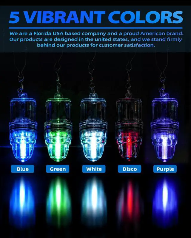 Alt view image 6 of 7 - 3pcs Fishing Deep Drop Light with Stainless Steel Long Line Clip 2000 ft Underwater Fish Attracting Lamp for Swordfish, Tuna, Grouper, 4.3", Blue