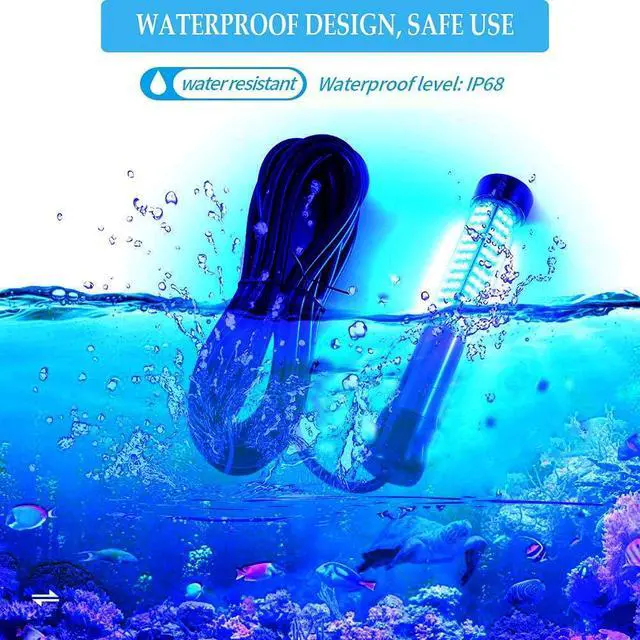 Alt view image 4 of 7 - Submersible Fish Finder, Underwater Lure Bait Light, Fish Attracting Lamp, Night Fishing Light, Boat Fishing Light, Pool Light 12V 10.8W 180 LEDs 1080 Luminous IP68 with 5M Cord (Blue)