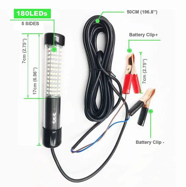 Alt view image 5 of 7 - Submersible Fish Finder, Underwater Lure Bait Light, Fish Attracting Lamp, Night Fishing Light, Boat Fishing Light, Pool Light 12V 10.8W 180 LEDs 1080 Luminous IP68 with 5M Cord (Blue)
