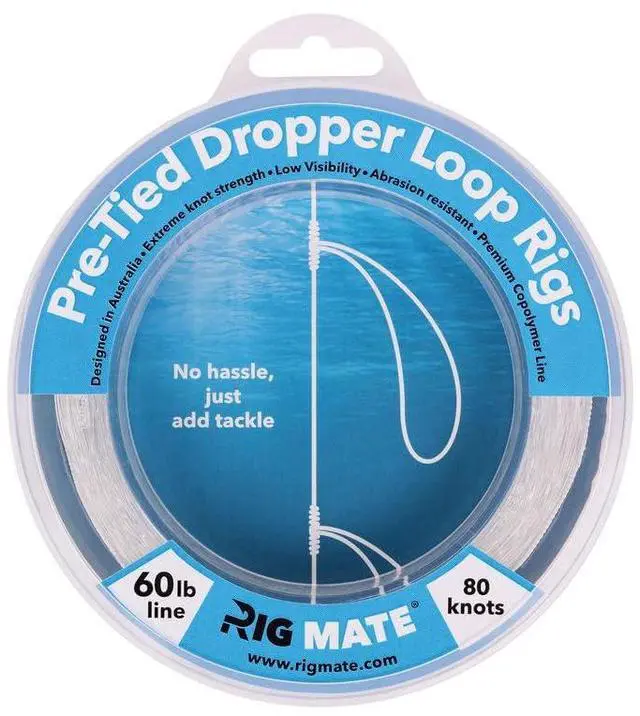 Main image of 60 lb Pre-Tied Dropper Loop Rigs. Fishing Line Spool. Loops 18 Inches Apart with 5.5 Inch Loop Size. Perfect for Saltwater & Freshwater Fishing. Perfect for Snapper & Other Bottom Feeding Fish.