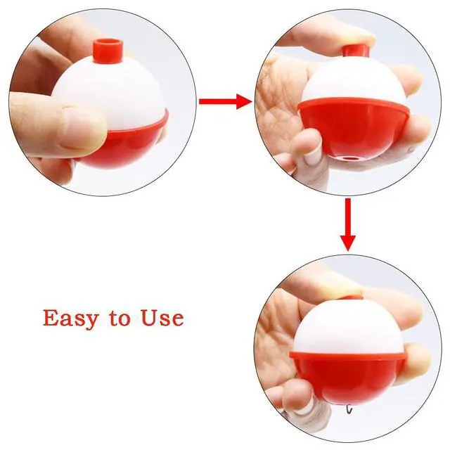 Alt view image 3 of 7 - 60 PCS Fishing Floats,Hard ABS Fishing Bobber Bulk,Push Button Round Buoy Floats for Fishing Tackle Accessories,1/1.5 Inch