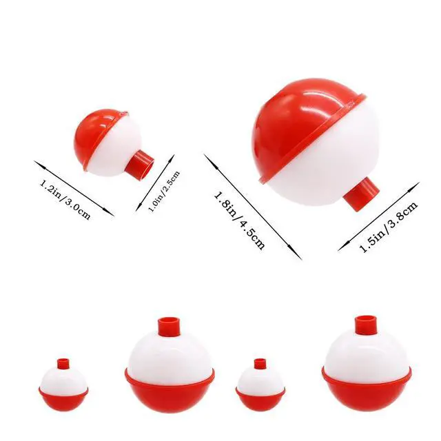 Alt view image 2 of 7 - 60 PCS Fishing Floats,Hard ABS Fishing Bobber Bulk,Push Button Round Buoy Floats for Fishing Tackle Accessories,1/1.5 Inch