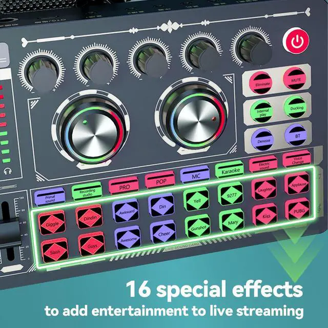 Alt view image 4 of 7 - Podcast Sound Board - Music Sound Mixer with Effects, Audio Interface for PC Mac iPhone Android, Sound Card for Streaming Recording, DJ Mixer for Beginners (F999 Classic)