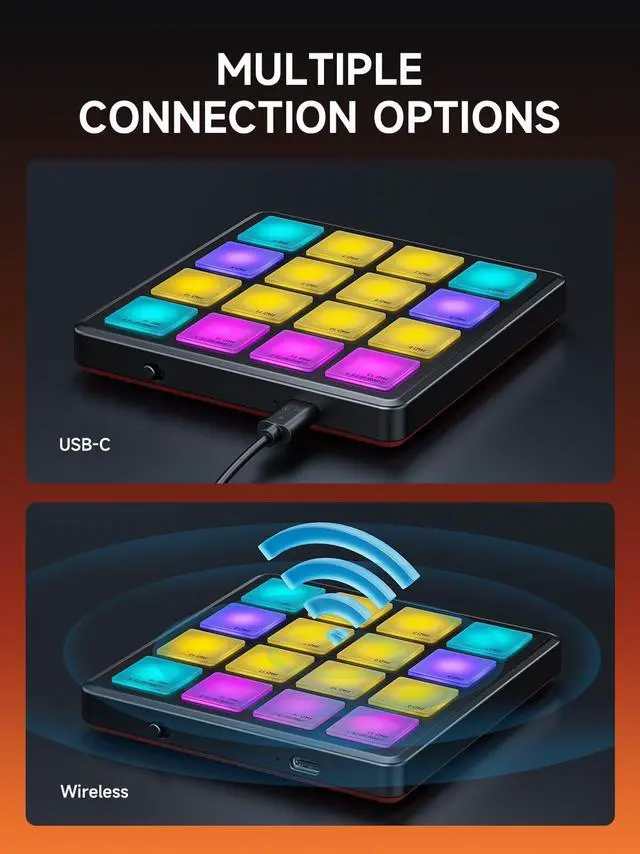 Alt view image 7 of 7 - MIDI Controller Pad Beat Maker Machine, Portable Drum Machine with 16 Beat Pads,Note Repeat and Music Production Software, Mini USB MIDI Controller with 40 Courses, STARRYPAD MINI