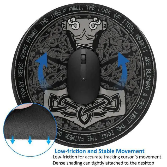 Alt view image 3 of 7 - Cool Hammer Magic Traditional Round Mouse Pad, Small Gaming Mousepad with Stitched Edge, Non-Slip Rubber Base Mouse Mat Office Desk Accessories for Laptop Computer Decor 7.9 X 7.9 Inch