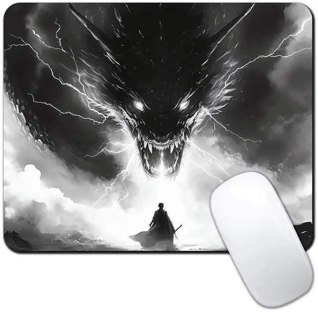 Main image of Computer Mouse Pads for Desk, Cartoon Dragon Japanese Mouse Pad Small Square Computer Mousepad, 9.5" x 7.9" Portable Non-Slip Rubber Base Design for PC & Wireless Laptop Home Office