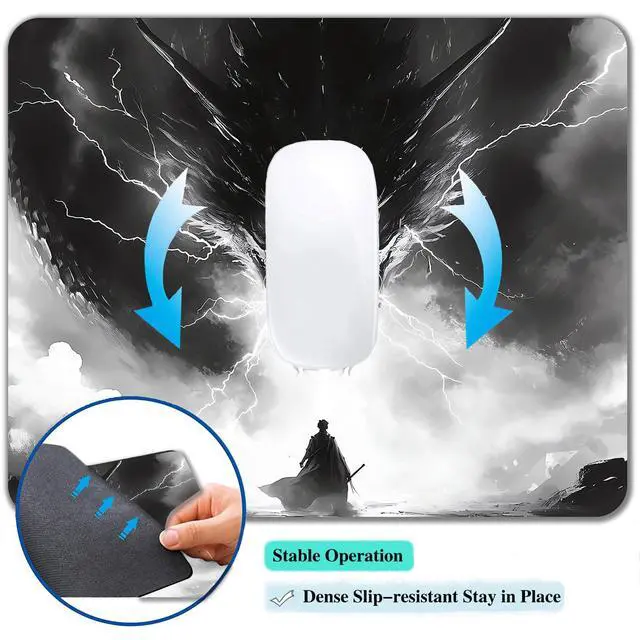 Alt view image 6 of 7 - Computer Mouse Pads for Desk, Cartoon Dragon Japanese Mouse Pad Small Square Computer Mousepad, 9.5" x 7.9" Portable Non-Slip Rubber Base Design for PC & Wireless Laptop Home Office