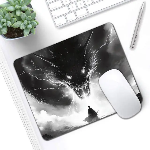 Alt view image 7 of 7 - Computer Mouse Pads for Desk, Cartoon Dragon Japanese Mouse Pad Small Square Computer Mousepad, 9.5" x 7.9" Portable Non-Slip Rubber Base Design for PC & Wireless Laptop Home Office