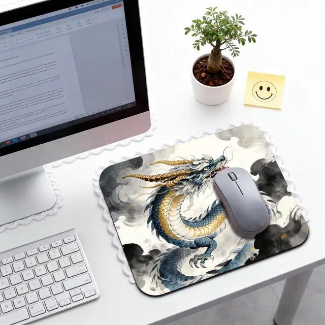 Alt view image 3 of 7 - Cartoon Painting Anime Dragon Mouse Pads for Desk, Portable Computer Mouse Pad Small Square Mousepad, Non-Slip Rubber Base Design for Office Desk Accessories 9.5" x 7.9"