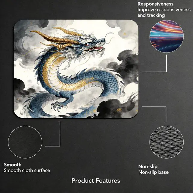 Alt view image 5 of 7 - Cartoon Painting Anime Dragon Mouse Pads for Desk, Portable Computer Mouse Pad Small Square Mousepad, Non-Slip Rubber Base Design for Office Desk Accessories 9.5" x 7.9"