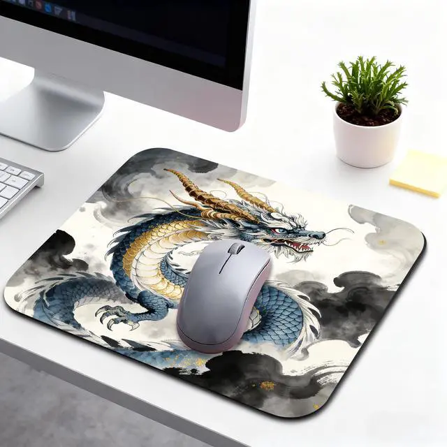 Alt view image 6 of 7 - Cartoon Painting Anime Dragon Mouse Pads for Desk, Portable Computer Mouse Pad Small Square Mousepad, Non-Slip Rubber Base Design for Office Desk Accessories 9.5" x 7.9"
