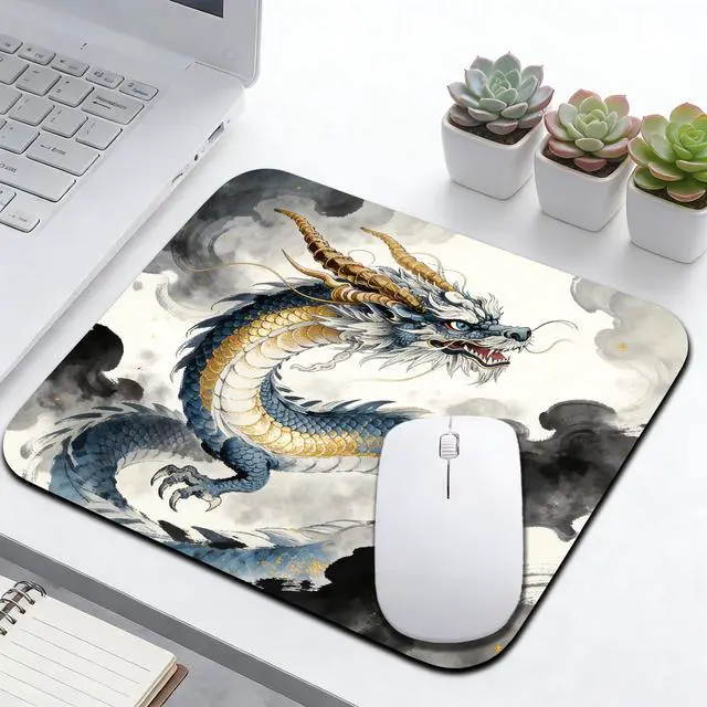 Alt view image 7 of 7 - Cartoon Painting Anime Dragon Mouse Pads for Desk, Portable Computer Mouse Pad Small Square Mousepad, Non-Slip Rubber Base Design for Office Desk Accessories 9.5" x 7.9"