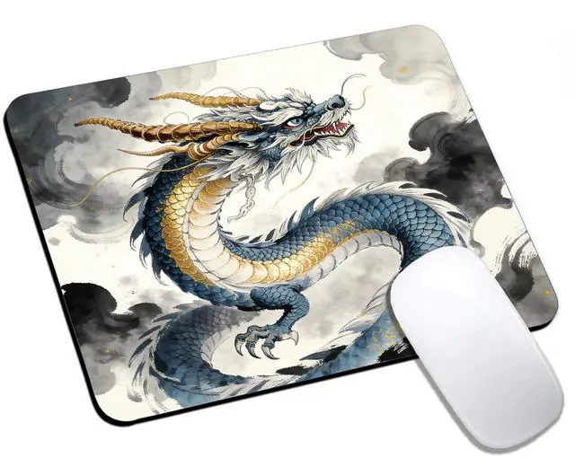 Main image of Cartoon Painting Anime Dragon Mouse Pads for Desk, Portable Computer Mouse Pad Small Square Mousepad, Non-Slip Rubber Base Design for Office Desk Accessories 9.5" x 7.9"