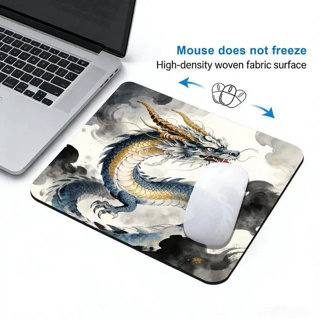Alt view image 4 of 7 - Cartoon Painting Anime Dragon Mouse Pads for Desk, Portable Computer Mouse Pad Small Square Mousepad, Non-Slip Rubber Base Design for Office Desk Accessories 9.5" x 7.9"