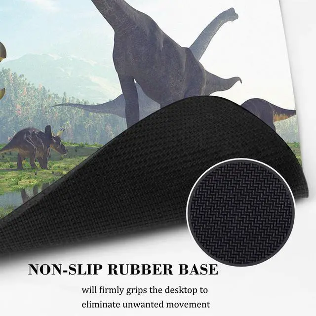 Alt view image 2 of 7 - Dinosaur Pattern Mouse Pad Cute Mousepad Cool Fun Design Nature Small Desktop Desk Mat Student Teenager Office Portable Accessories Computer Laptop Wireless Travel Work Decor Gaming Washable