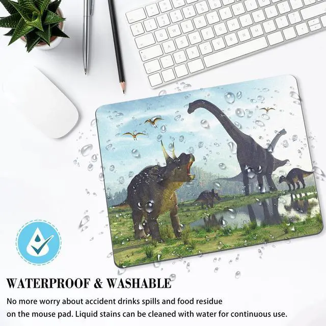 Alt view image 3 of 7 - Dinosaur Pattern Mouse Pad Cute Mousepad Cool Fun Design Nature Small Desktop Desk Mat Student Teenager Office Portable Accessories Computer Laptop Wireless Travel Work Decor Gaming Washable