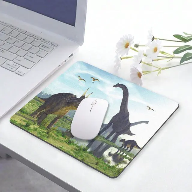 Alt view image 7 of 7 - Dinosaur Pattern Mouse Pad Cute Mousepad Cool Fun Design Nature Small Desktop Desk Mat Student Teenager Office Portable Accessories Computer Laptop Wireless Travel Work Decor Gaming Washable