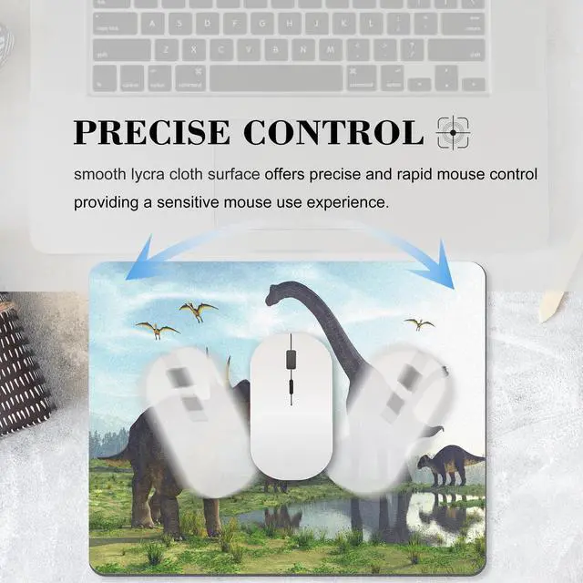 Alt view image 5 of 7 - Dinosaur Pattern Mouse Pad Cute Mousepad Cool Fun Design Nature Small Desktop Desk Mat Student Teenager Office Portable Accessories Computer Laptop Wireless Travel Work Decor Gaming Washable