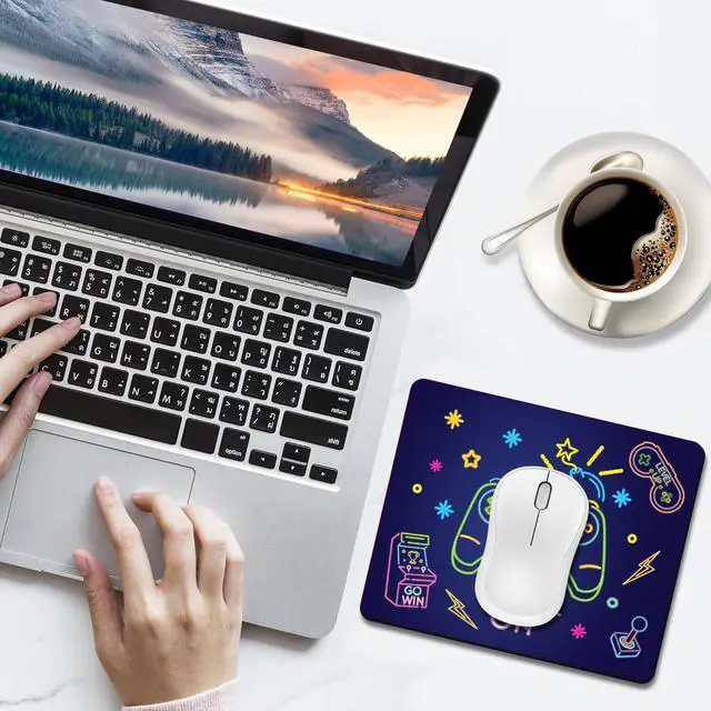 Alt view image 3 of 7 - Mouse Pad,Computer Mouse Pad 9.5 x 7.9 inch,Easy Gliding Waterproof Mousepad with Stitched Edges,Non-Slip Rubber Base Small Mouse Mat for Laptop,Desk & Gaming -Game On