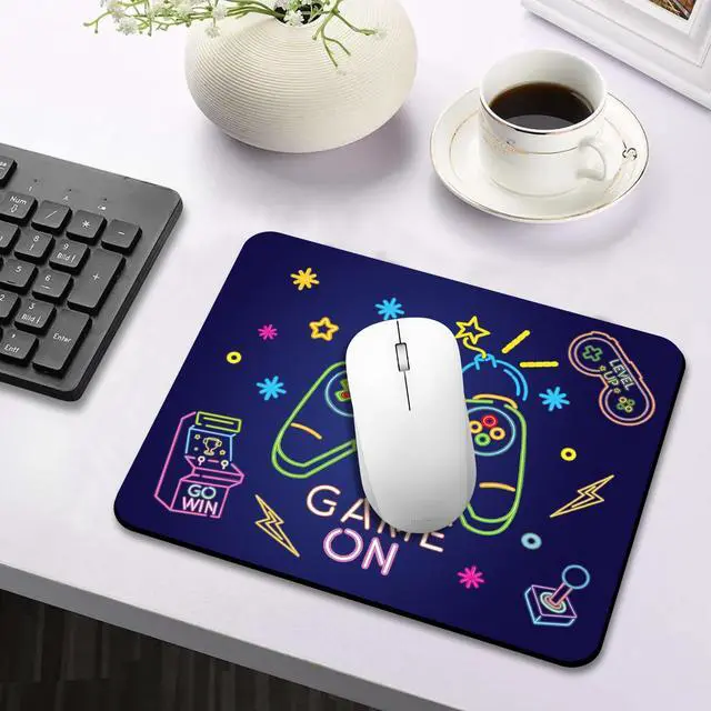 Alt view image 6 of 7 - Mouse Pad,Computer Mouse Pad 9.5 x 7.9 inch,Easy Gliding Waterproof Mousepad with Stitched Edges,Non-Slip Rubber Base Small Mouse Mat for Laptop,Desk & Gaming -Game On