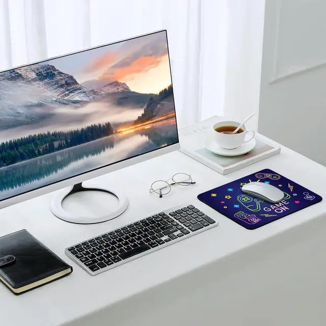 Alt view image 7 of 7 - Mouse Pad,Computer Mouse Pad 9.5 x 7.9 inch,Easy Gliding Waterproof Mousepad with Stitched Edges,Non-Slip Rubber Base Small Mouse Mat for Laptop,Desk & Gaming -Game On