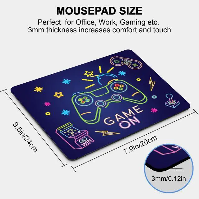Alt view image 5 of 7 - Mouse Pad,Computer Mouse Pad 9.5 x 7.9 inch,Easy Gliding Waterproof Mousepad with Stitched Edges,Non-Slip Rubber Base Small Mouse Mat for Laptop,Desk & Gaming -Game On