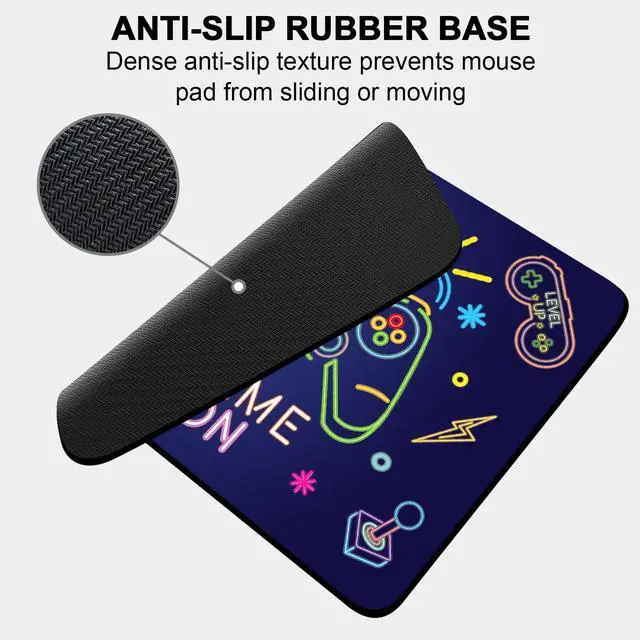 Alt view image 4 of 7 - Mouse Pad,Computer Mouse Pad 9.5 x 7.9 inch,Easy Gliding Waterproof Mousepad with Stitched Edges,Non-Slip Rubber Base Small Mouse Mat for Laptop,Desk & Gaming -Game On