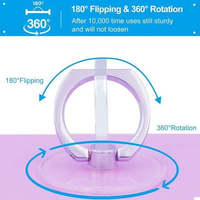 Alt view image 2 of 6 - 4 Pack Jsoerpay Cell Phone Ring Holder, Transparent Ring Holder 360°Rotation Finger Ring Stand, Clear Cell Phone Kickstand Compatible with Most of Phones, Tablet and Case, (2Silver+1Black+1Rose Gold)