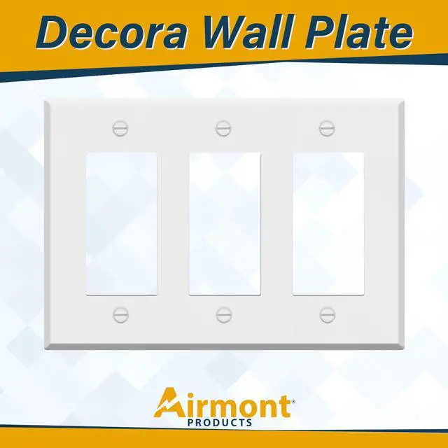 Alt view image 3 of 7 - 3-Gang White Metal Rocker Switch Cover | Standard Size Wall Plate for GFCI, Dimmer, or Decorator Outlets | Painted Finish | Corrosion Resistant | Unbreakable Metal Construction