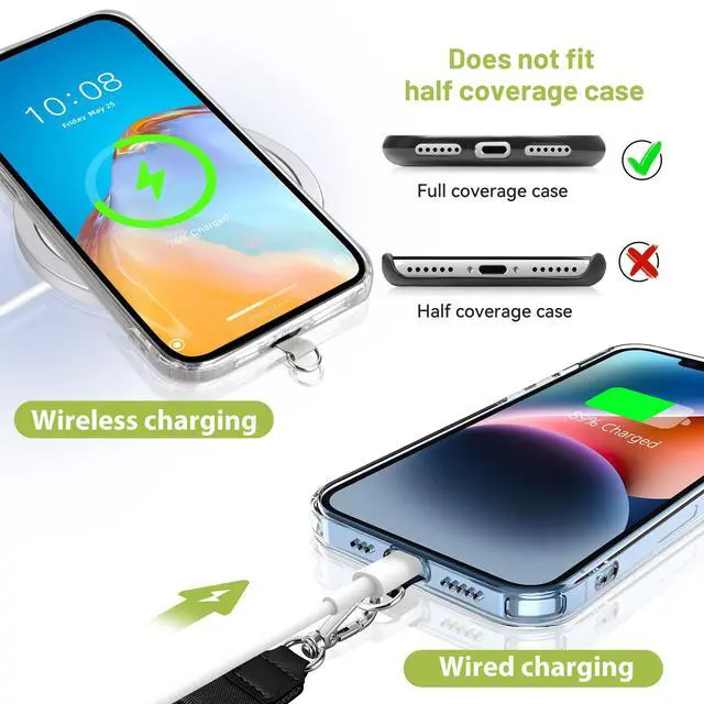 Alt view image 3 of 7 - takyu Phone Lanyard, 2 Pack Crossbody Anti-Drop Neck and Wrist Strap with 2 Pcs Tether Patches, Secure Hands-Free Compatible for iPhone Samsung Perfect for Nurses, Teachers, Travel, Hiking Black+Gray