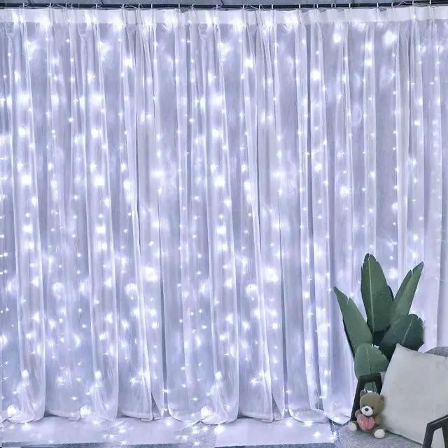 Alt view image 7 of 7 - White Curtain Lights for Bedroom Wall, 200 Led Twinkle Lights with Remote 8 Modes Timer, USB Plug-in String Lights for Wedding, Party, Backdrop, Birthday, Window Decorations, (6.5ft*6.5ft)