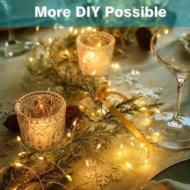 Alt view image 3 of 7 - 2 Pack 39FT Fairy Lights Battery Operated with Timer & Remote, Waterproof 120 LED Twinkle String Lights Outdoor Indoor 8 Modes for Bedroom Party Indoor Mason, Warm White
