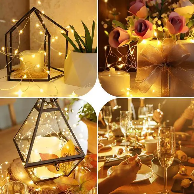 Alt view image 5 of 7 - 2 Pack 39FT Fairy Lights Battery Operated with Timer & Remote, Waterproof 120 LED Twinkle String Lights Outdoor Indoor 8 Modes for Bedroom Party Indoor Mason, Warm White