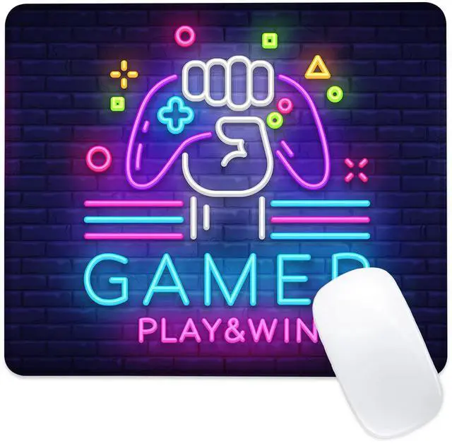 Main image of Mouse Pad Gamer Light Board Square Mousepad Desk Mat with Non Slip Rubber Base, Stitched Edge Mouse Mat Desk Pad for Work Game Office, 9.5x8 Inches