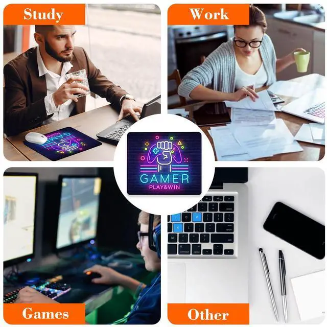 Alt view image 7 of 7 - Mouse Pad Gamer Light Board Square Mousepad Desk Mat with Non Slip Rubber Base, Stitched Edge Mouse Mat Desk Pad for Work Game Office, 9.5x8 Inches
