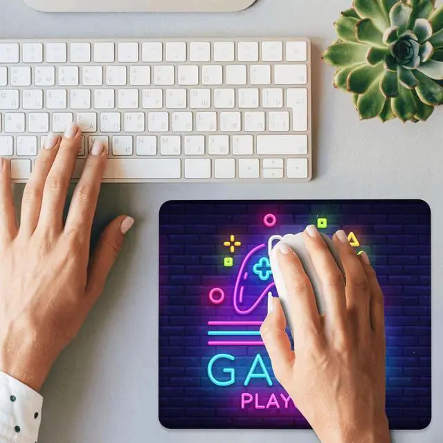 Alt view image 6 of 7 - Mouse Pad Gamer Light Board Square Mousepad Desk Mat with Non Slip Rubber Base, Stitched Edge Mouse Mat Desk Pad for Work Game Office, 9.5x8 Inches