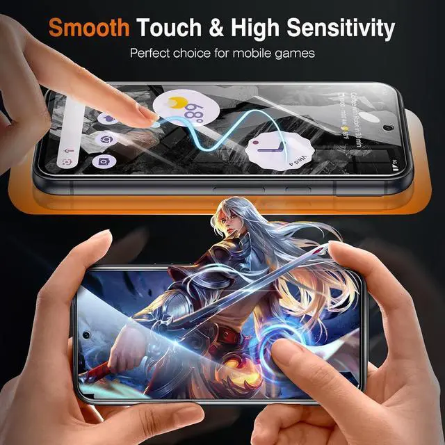 Alt view image 6 of 7 - 2 Pack for Google Pixel 8A Screen Protector, Tempered Glass for Pixel 8A,9H Hardness Auto Installation Scratch Resistant Bubble Free 6.1 inches-Transparent