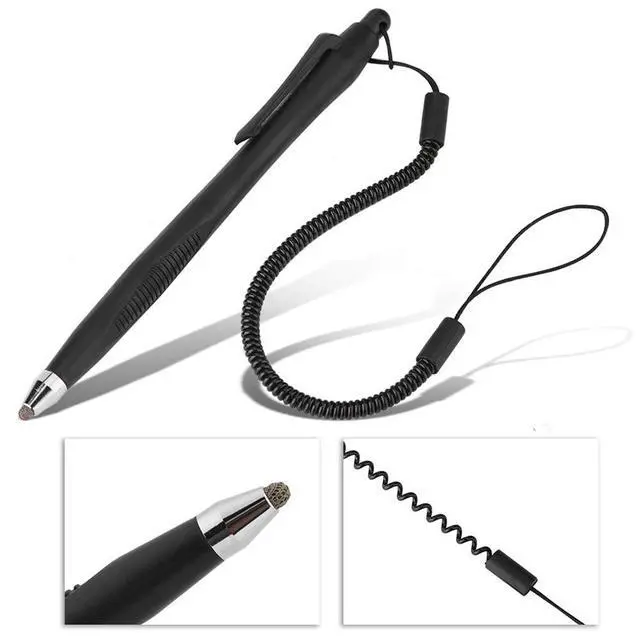 Alt view image 2 of 6 - 2 Pcs Portable Spring Rope Stylus Pen, Scratch Proof Pen with Stylus Tip Touch Pen for Touchscreen, Stylus Pen for Touch Screens Touch Pen for Drawing, Sketching and Note-Taking(Black)