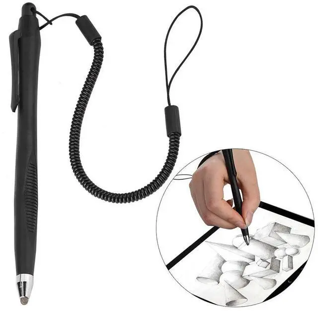 Main image of 2 Pcs Portable Spring Rope Stylus Pen, Scratch Proof Pen with Stylus Tip Touch Pen for Touchscreen, Stylus Pen for Touch Screens Touch Pen for Drawing, Sketching and Note-Taking(Black)