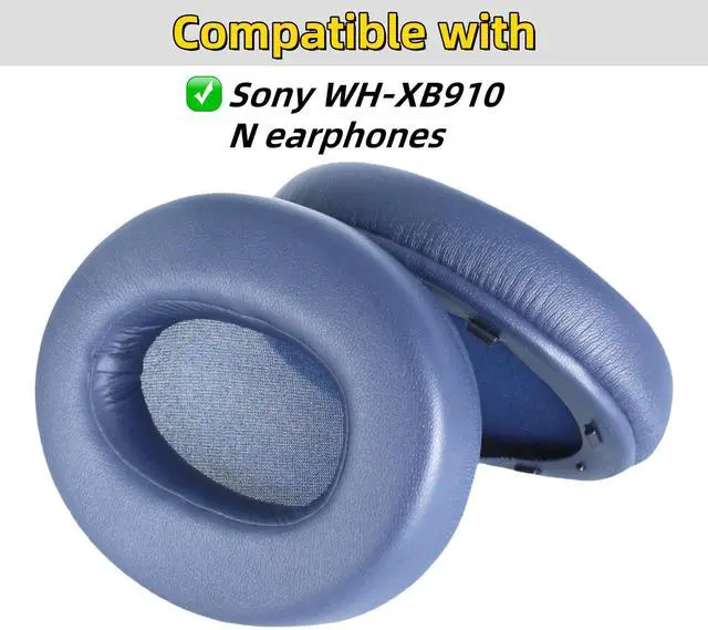 Alt view image 2 of 6 - WH-XB910N Replacement Earpads Compatible with Sony WH XB910N Extra Bass Noise Cancelling Headphones, Leather Memory Foam Ear Cushions, XB910N Ear Pad Cover Repair Parts (Blue)