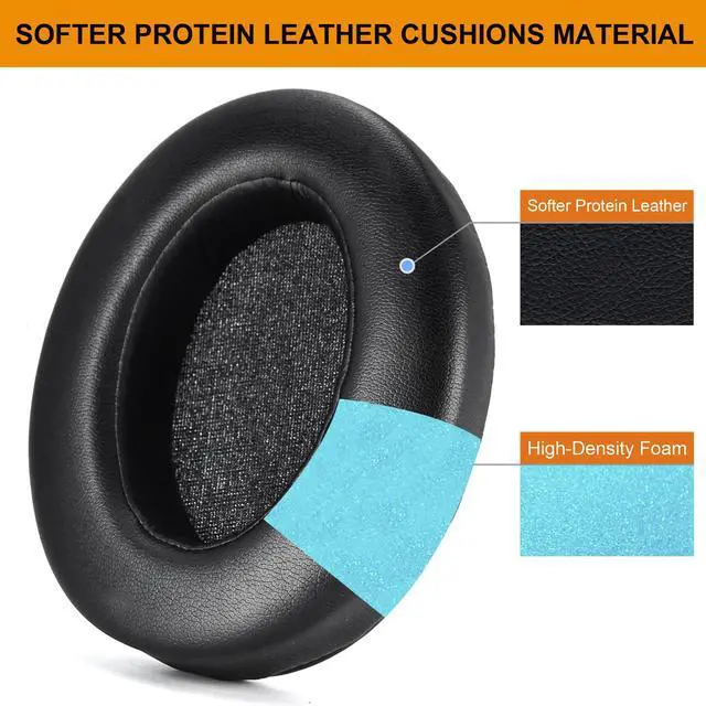 Alt view image 5 of 7 - WH XB910N Earpads Cushions Replacement Compatible with Sony WH-XB910 XB910N Extra Bass Noise Cancelling Headphones,(NO fit WH-H910N Model) Ear Pads with Softer Protein Leather (Black)
