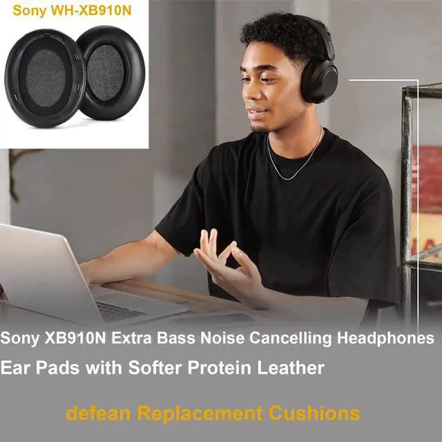 Alt view image 7 of 7 - WH XB910N Earpads Cushions Replacement Compatible with Sony WH-XB910 XB910N Extra Bass Noise Cancelling Headphones,(NO fit WH-H910N Model) Ear Pads with Softer Protein Leather (Black)