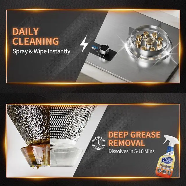 Alt view image 6 of 7 - All Purpose Cleaner Spray, Heavy Duty Kitchen Degreaser Foam & Stubborn Stain Remover for Kitchen, Household, Oven, Stove, Range Hood, Tiles, Dual-Spray Nozzle, Lemon Scent, 16.91 Fl Oz
